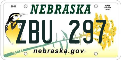 NE license plate ZBU297