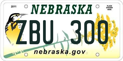 NE license plate ZBU300