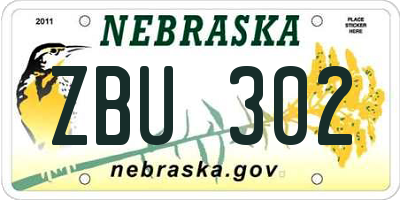 NE license plate ZBU302
