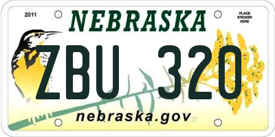 NE license plate ZBU320