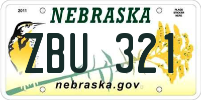 NE license plate ZBU321