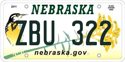 NE license plate ZBU322
