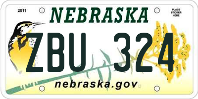 NE license plate ZBU324