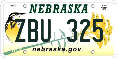 NE license plate ZBU325