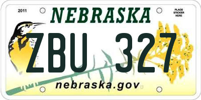 NE license plate ZBU327