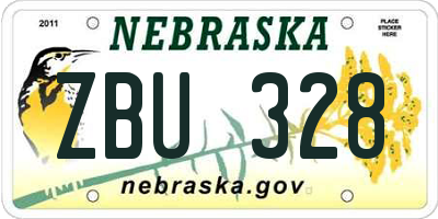 NE license plate ZBU328