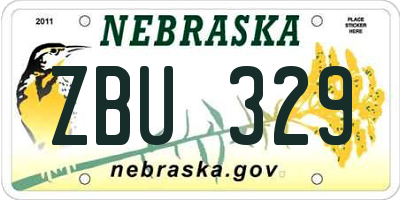NE license plate ZBU329