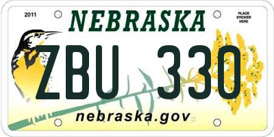NE license plate ZBU330