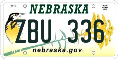 NE license plate ZBU336