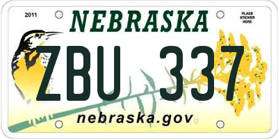 NE license plate ZBU337