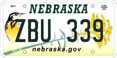NE license plate ZBU339