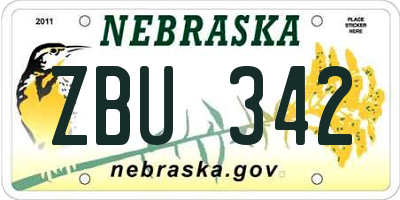 NE license plate ZBU342