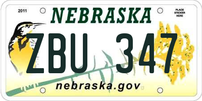 NE license plate ZBU347