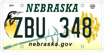 NE license plate ZBU348