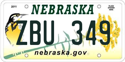 NE license plate ZBU349