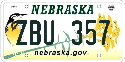 NE license plate ZBU357