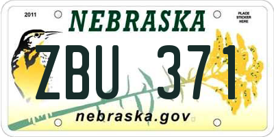 NE license plate ZBU371