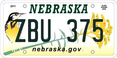 NE license plate ZBU375