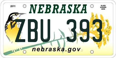 NE license plate ZBU393