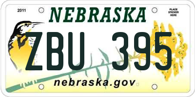 NE license plate ZBU395