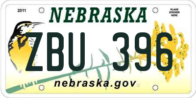 NE license plate ZBU396