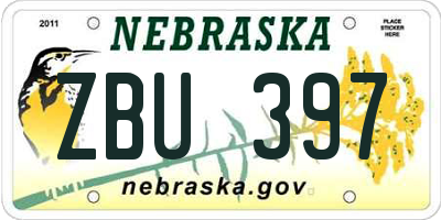 NE license plate ZBU397