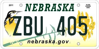 NE license plate ZBU405