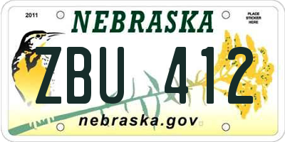 NE license plate ZBU412