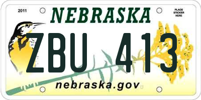 NE license plate ZBU413