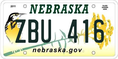 NE license plate ZBU416
