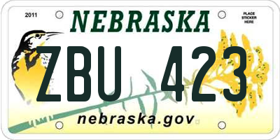NE license plate ZBU423