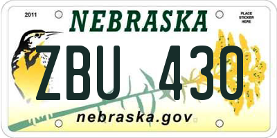 NE license plate ZBU430