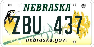 NE license plate ZBU437