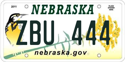 NE license plate ZBU444