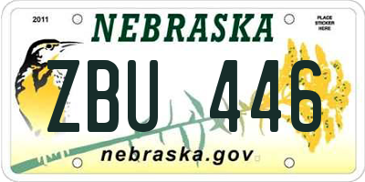 NE license plate ZBU446