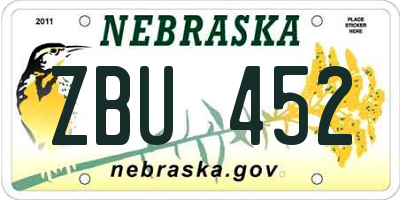 NE license plate ZBU452