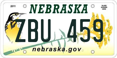 NE license plate ZBU459