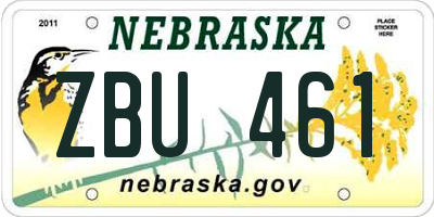 NE license plate ZBU461