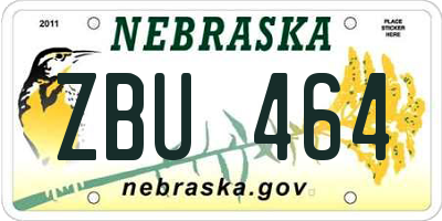 NE license plate ZBU464
