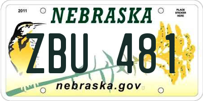 NE license plate ZBU481