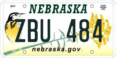 NE license plate ZBU484