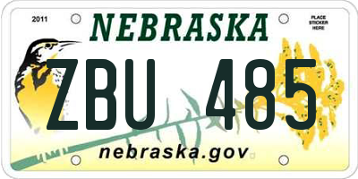 NE license plate ZBU485