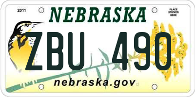 NE license plate ZBU490
