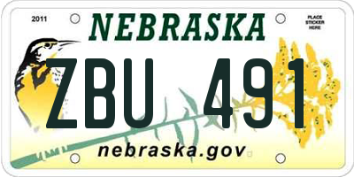 NE license plate ZBU491