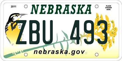 NE license plate ZBU493