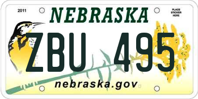 NE license plate ZBU495