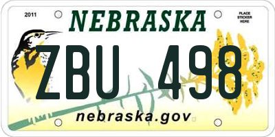 NE license plate ZBU498