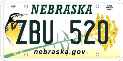 NE license plate ZBU520