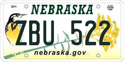 NE license plate ZBU522