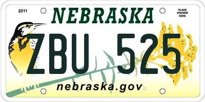 NE license plate ZBU525
